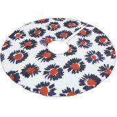 Handgemalte Blume, rot und blau. Polyester Weihnachtsbaumdecke (Schrägansicht)