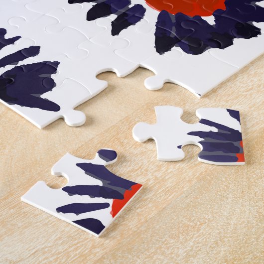 Handgemalte Blume, rot und blau. Puzzle (Seite)