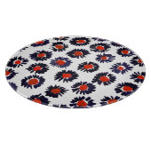 Handgemalte Blume, rot und blau. Schneidebrett (Ecke)