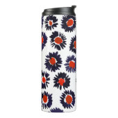 Handgemalte Blume, rot und blau. Thermosbecher (Nach links gedreht)