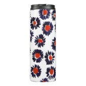 Handgemalte Blume, rot und blau. Thermosbecher (Rückseite)