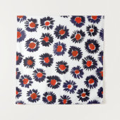 Handgemalte Blume, rot und blau. Wandteppich (Vorderseite (Horizontal))