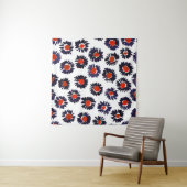 Handgemalte Blume, rot und blau. Wandteppich (Beispiel (Horizontal))