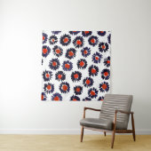Handgemalte Blume, rot und blau. Wandteppich (Beispiel)