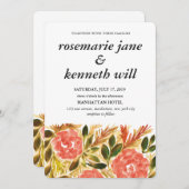 Handgemalte Blume zum Hochzeitsempfang Einladung (Vorne/Hinten)