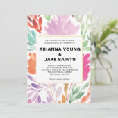 Handgemalte Blume zum Hochzeitsempfang Einladung (Stehend Vorderseite)