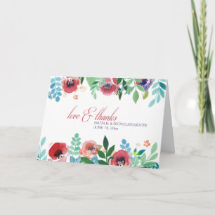 Handgemalte Blumen falteten Foto-Karte Dankeskarte