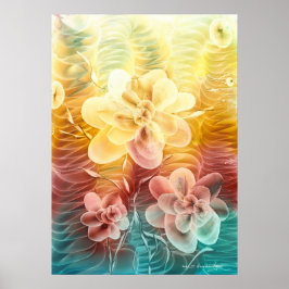Handgemalte Blumen-Fantasie-Kunst Poster
