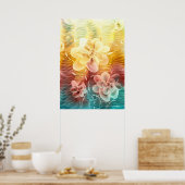 Handgemalte Blumen-Fantasie-Kunst Poster (Küche)