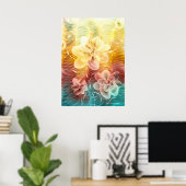 Handgemalte Blumen-Fantasie-Kunst Poster (Heimbüro)