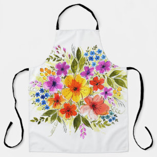 Handgemalte Blumen, leuchtendes Wasserfarbenbouque Schürze