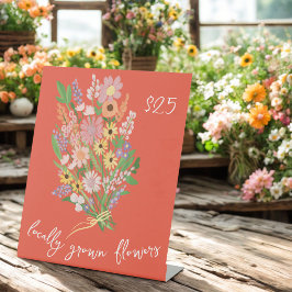 Handgemalte Blumen Markt Bauernstand Preis Florist Sockelschild