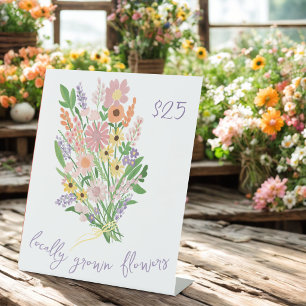 Handgemalte Blumen Markt Bauernstand Preis Florist Sockelschild