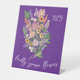 Handgemalte Blumen Markt Bauernstand Preis Florist Sockelschild