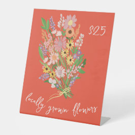 Handgemalte Blumen Markt Bauernstand Preis Florist Sockelschild