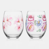 Handgemalte Blumendrucke Weinglas Ohne Stiel (Rückseite)