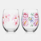 Handgemalte Blumendrucke Weinglas Ohne Stiel (Rechts)