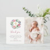 Handgemalte BlumenFoto-Taufe des watercolor-| Dankeskarte (Stehend Vorderseite)