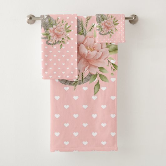 Handgemalte, blumengeschmückte Katze Badhandtuch Set (Insitu)