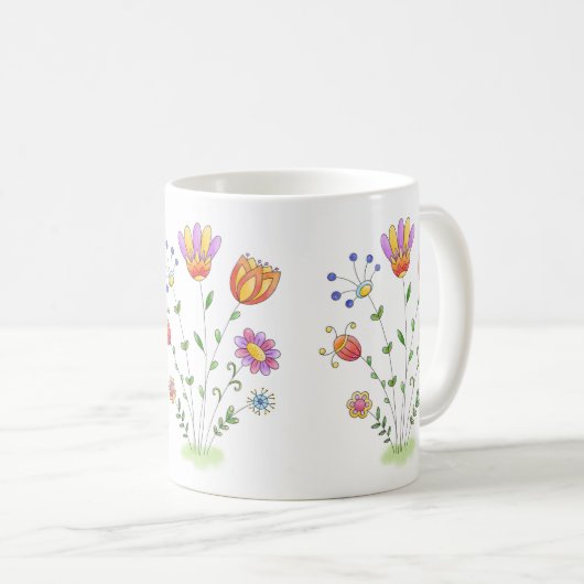 Handgemalte Blumenmoderner Watercolor Kaffeetasse (VorderseiteRechts)