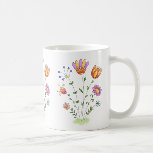 Handgemalte Blumenmoderner Watercolor Kaffeetasse (Rechts)