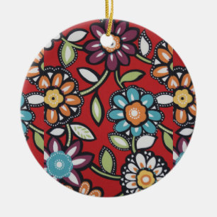 handgemalte Blumenverzierung Keramikornament