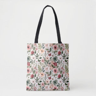 Handgemalte Blüten in moderner Wasserfarben-Elegan Tasche