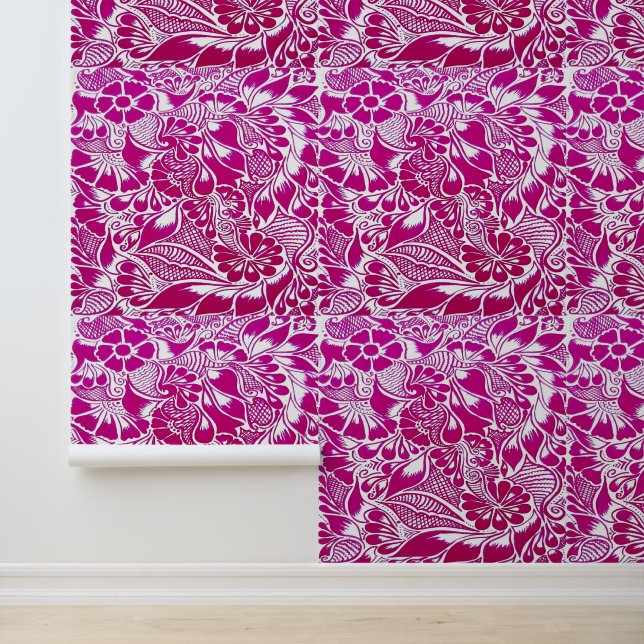 Handgemalte Blütenblätter Henna Peel and Stick Tapete (Anwendung)