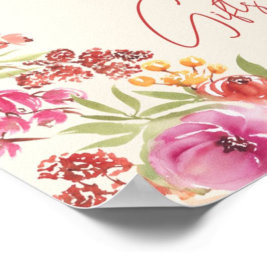 Handgemalte Boho-Blumenkarten geben Brautparty Poster (Ecke)