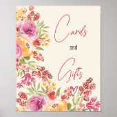 Handgemalte Boho-Blumenkarten geben Brautparty Poster (Vorne)