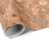 Handgemalte Boho-Terrakotta-Wildblumen Geschenkpapier (Rolleneckpunkt)
