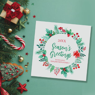 Handgemalte Botanicals mit Holly Feiertagskarte