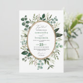 Handgemalte Botanische Grüne Hochzeit Einladung (Stehend Vorderseite)