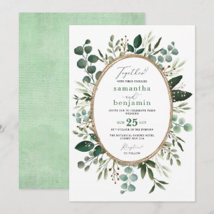 Handgemalte Botanische Grüne Hochzeit Einladung