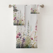 Handgemalte Ceylon-Rose Schmetterling Badhandtuch Set (Insitu)