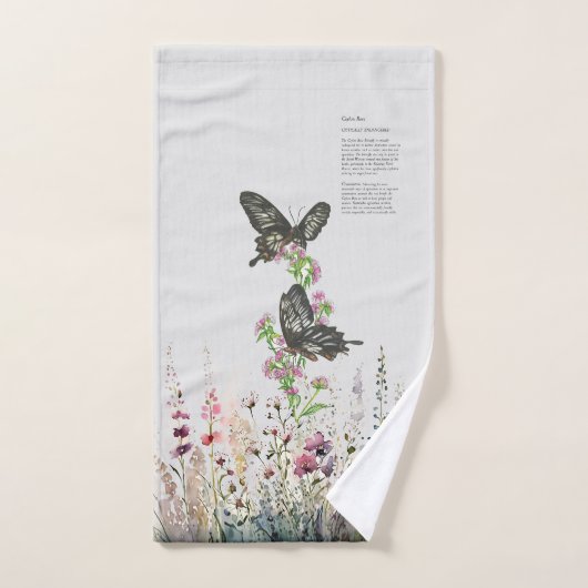 Handgemalte Ceylon-Rose Schmetterling Badhandtuch Set (Handtuch)