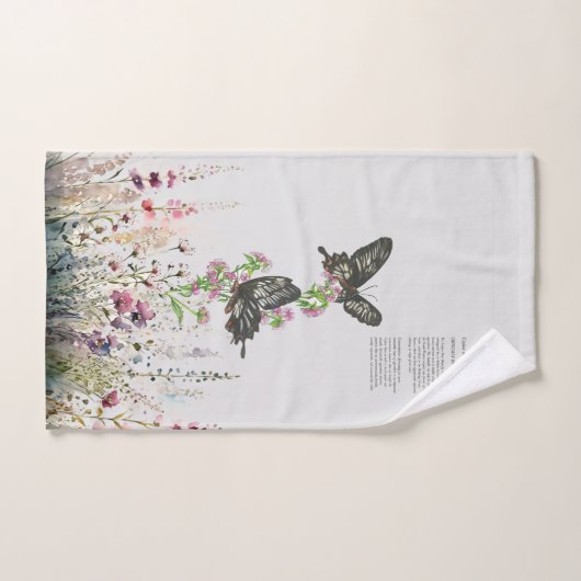 Handgemalte Ceylon-Rose Schmetterling Badhandtuch Set (Handtuch)