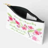 Handgemalte Cherry Blossom Needlepoint Zippered SM Zubehörtasche (Offen)