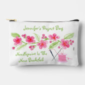 Handgemalte Cherry Blossom Needlepoint Zippered SM Zubehörtasche (Vorderseite)