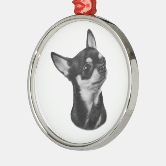 Handgemalte Chihuahua-Portrait Ornament Aus Metall (Links)