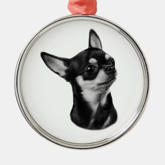 Handgemalte Chihuahua-Portrait Ornament Aus Metall (Vorne)