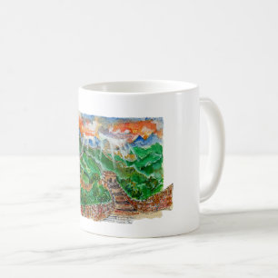 Handgemalte Chinesische Mauer Aquarell-Kunst Kaffeetasse