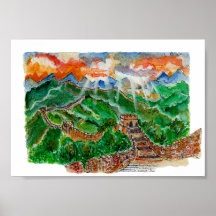 Handgemalte Chinesische Mauer Aquarell-Kunst