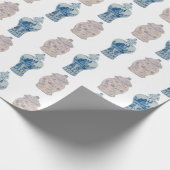 Handgemalte Chinoiserie Blue Ginger Jar Wrapping  Geschenkpapier (Ecke)