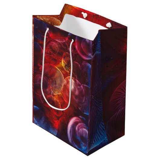 Handgemalte Deep-Space-Fantasy-Malerei Mittlere Geschenktüte (Vorderseite Schrägansicht)