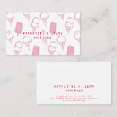 Handgemalte Eiscreme-Muster Pink-Visitenkarte Visitenkarte (Vorne/Hinten)