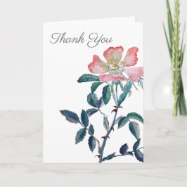 Handgemalte Elegante Wasserfarbe Wilde Rose Blume Dankeskarte