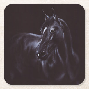 Handgemalte Equine Art Rechteckiger Pappuntersetzer