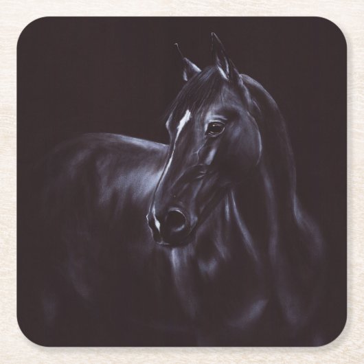 Handgemalte Equine Art Rechteckiger Pappuntersetzer (Vorderseite)