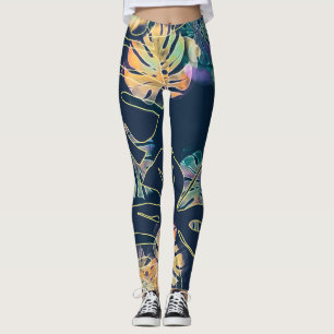 Handgemalte exotische Blätter: nahtlos. Leggings